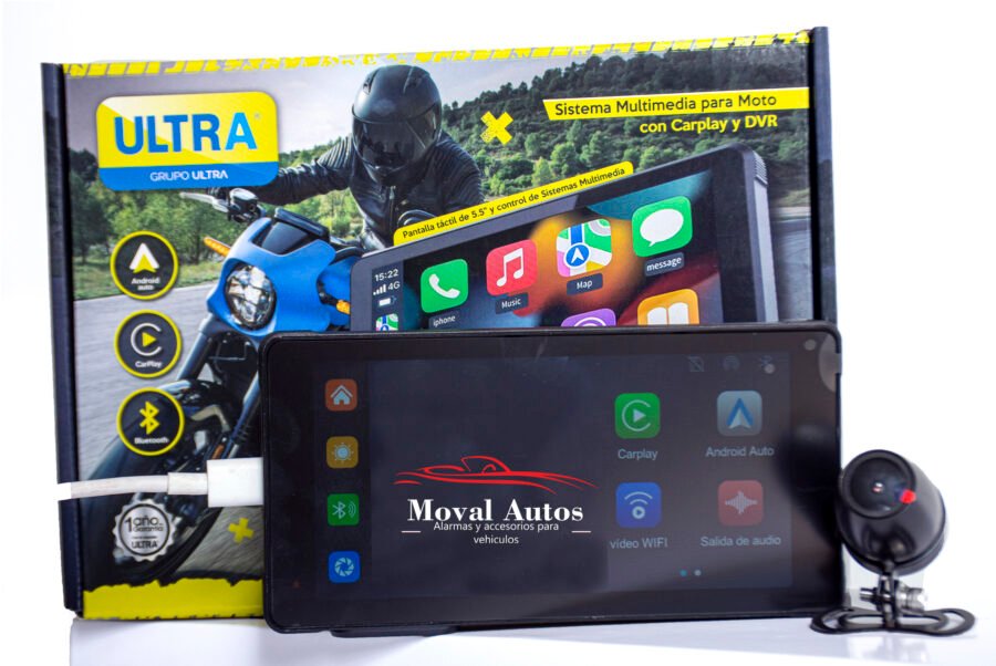 DVR MOTO 64G 5,5"  CarPlay&Android - 2 camarasCarPlay&Android